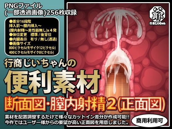 行商じいちゃんの便利素材 断面図・膣内射精2（正面図）