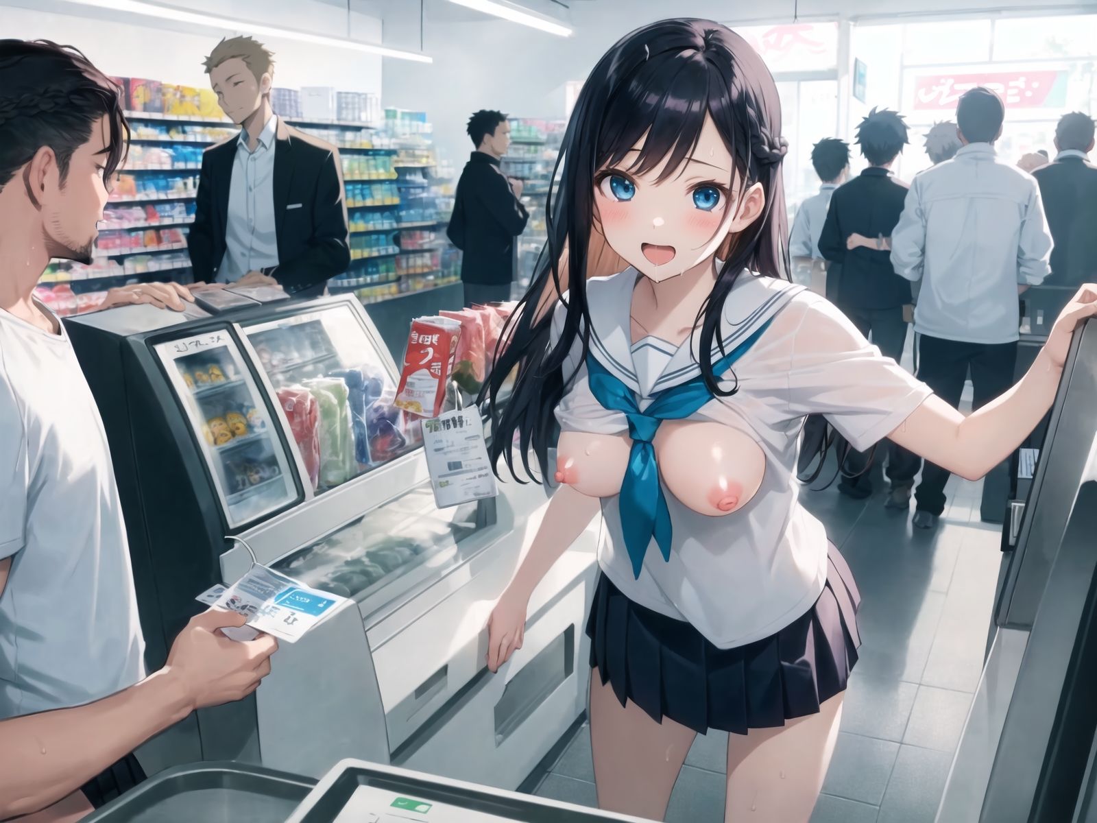 放課後の制服少女たちとコンビニで