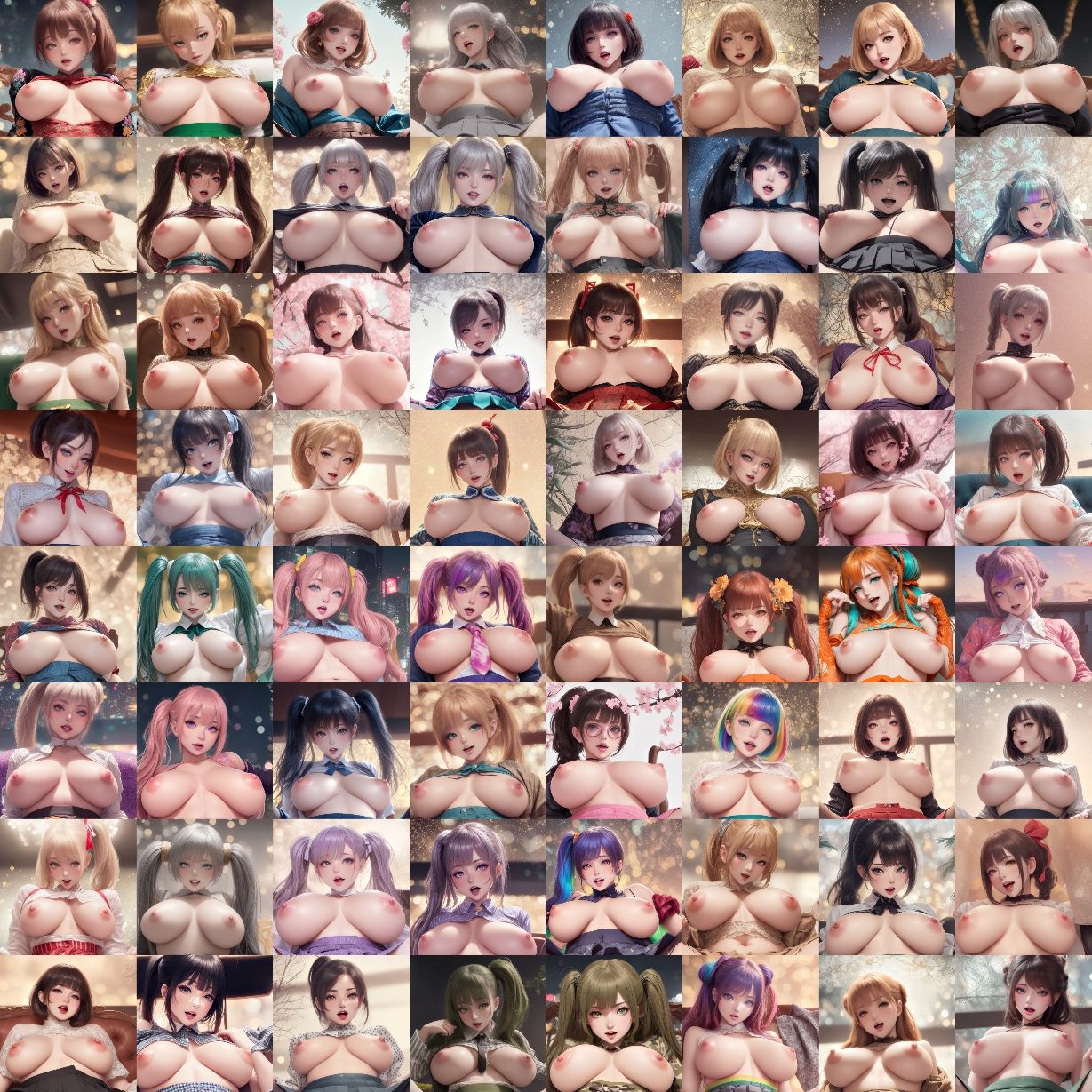 爆乳ギャル300名（水彩画風） - 300 big breasted gals （watercolor style） -