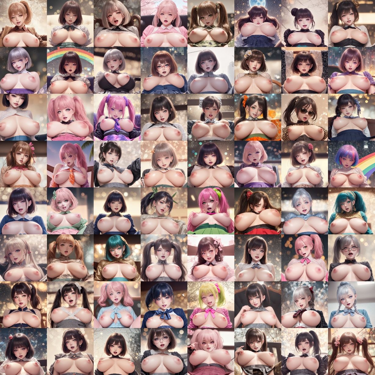 爆乳ギャル300名（水彩画風） - 300 big breasted gals （watercolor style） -