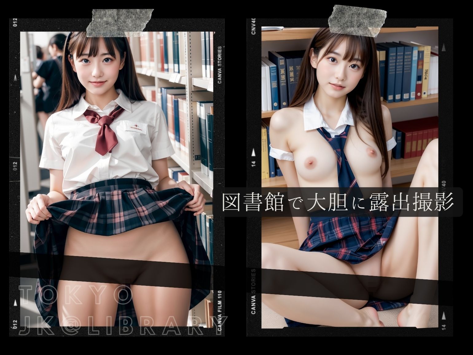 東京露出図書館 - 可愛すぎるJKの露出セックス