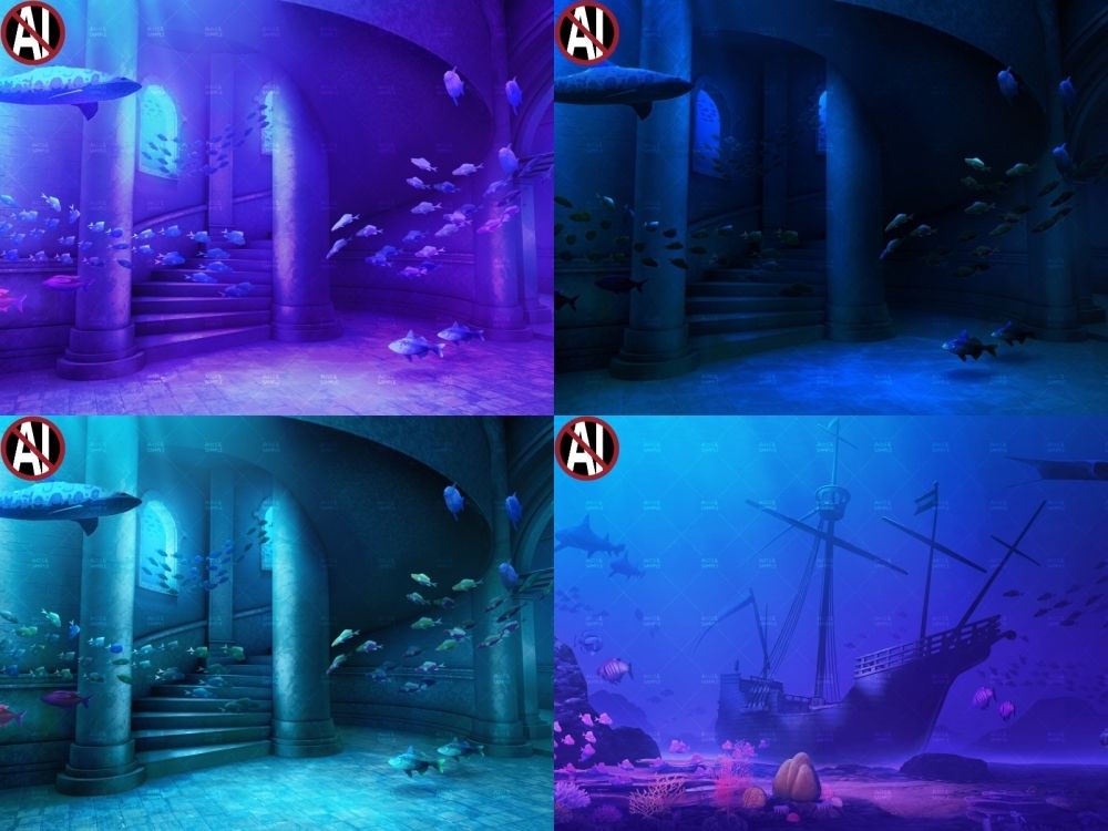 みにくる背景CG素材集『ファンタジー編』part07-海底神殿A-